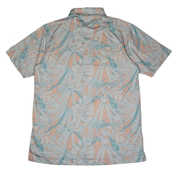 Bad Birdie Polo Shirt Mens Large Pink Day Pass Leaf Tropical Golf Performance - Picture 8 of 9